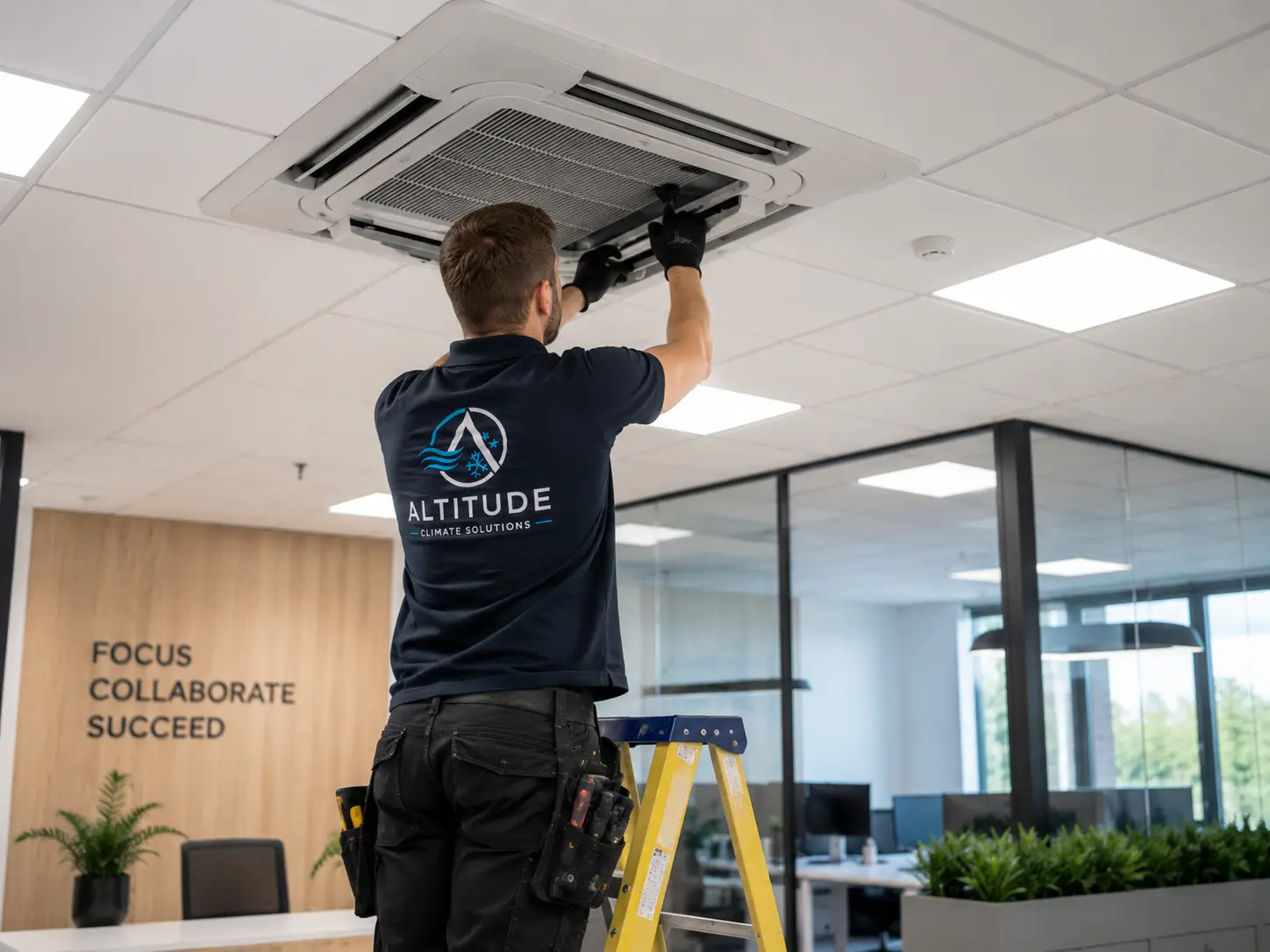 Commercial air conditioning install in progress by Altitude Climate Solutions.